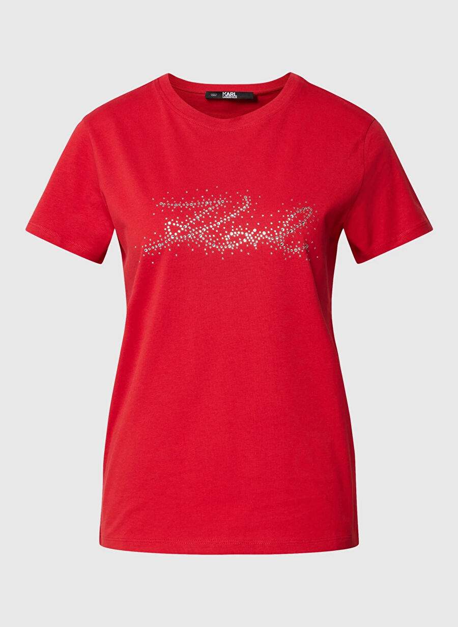 KARL LAGERFELD Bisiklet Yaka Baskılı Kırmızı Kadın T-Shirt 230W1713 — Product image 3 of 4