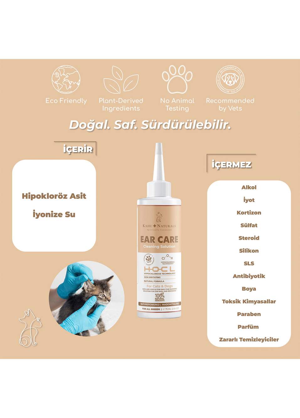 Kulak Kiri Alerji Kızarıklık Enfeksiyon Bakımı Kedi ve Köpek Kulak Temizleme Solüsyonu 75 ml — Product image 4 of 4