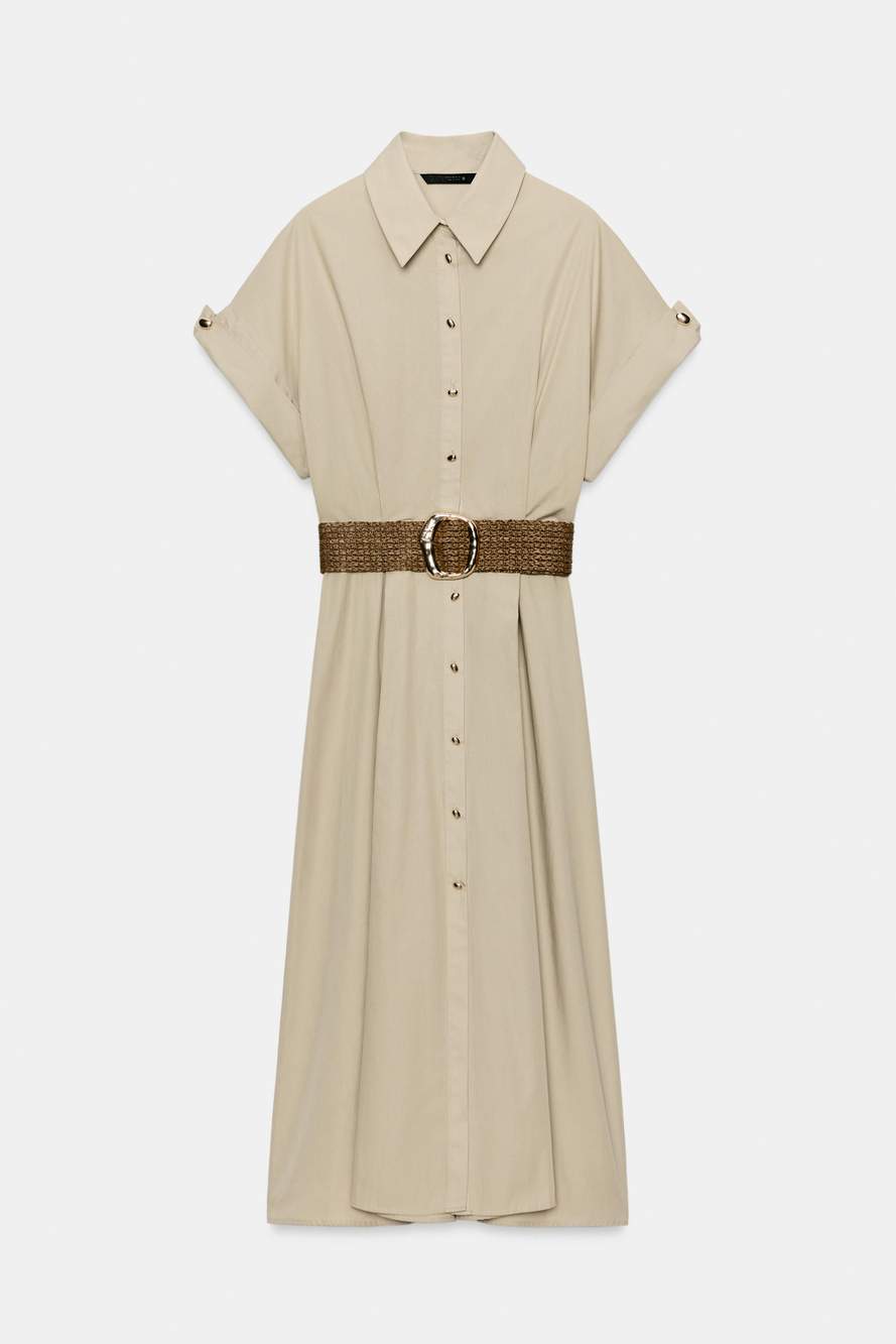 MIDI POPLIN DRESS WITH BELT — Product image 6 of 8
