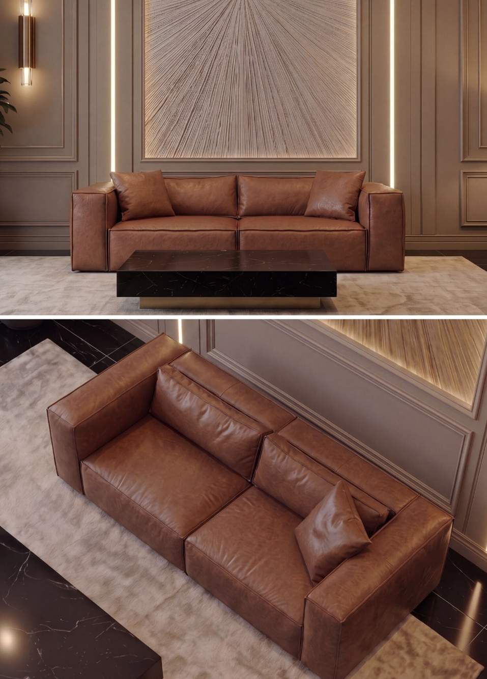 Vetro Red Brown Leather Triple Sofa — Product image 5 of 5