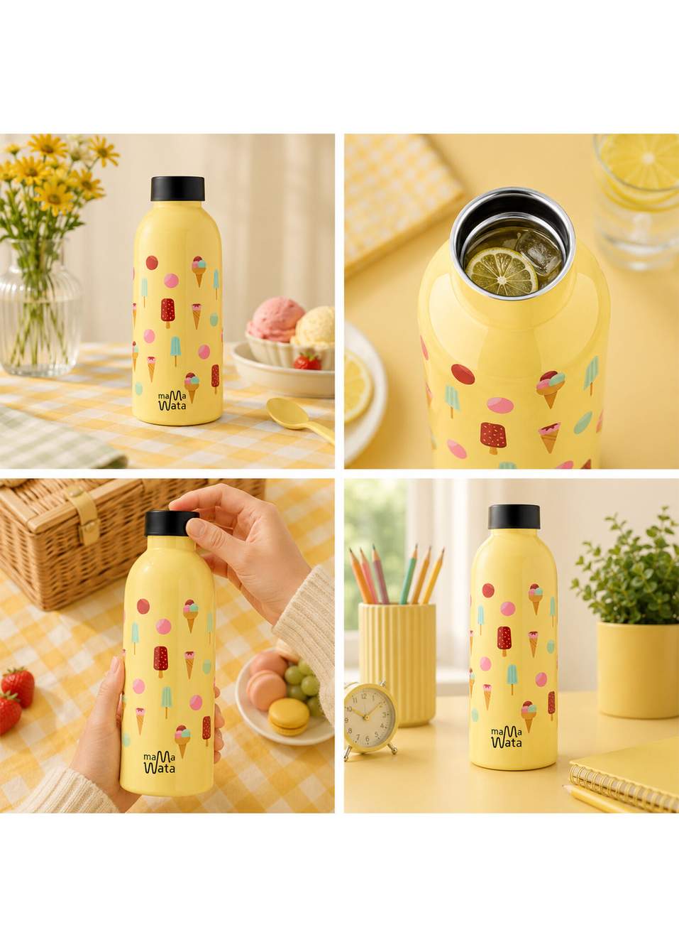 Ice Cream Yellow Steel Thermos 470 ml — صورة المنتج 5 من 6