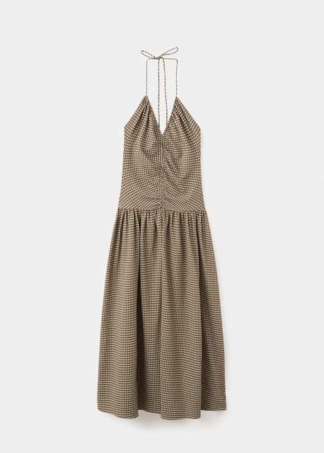 Midi dress with ruched check detail