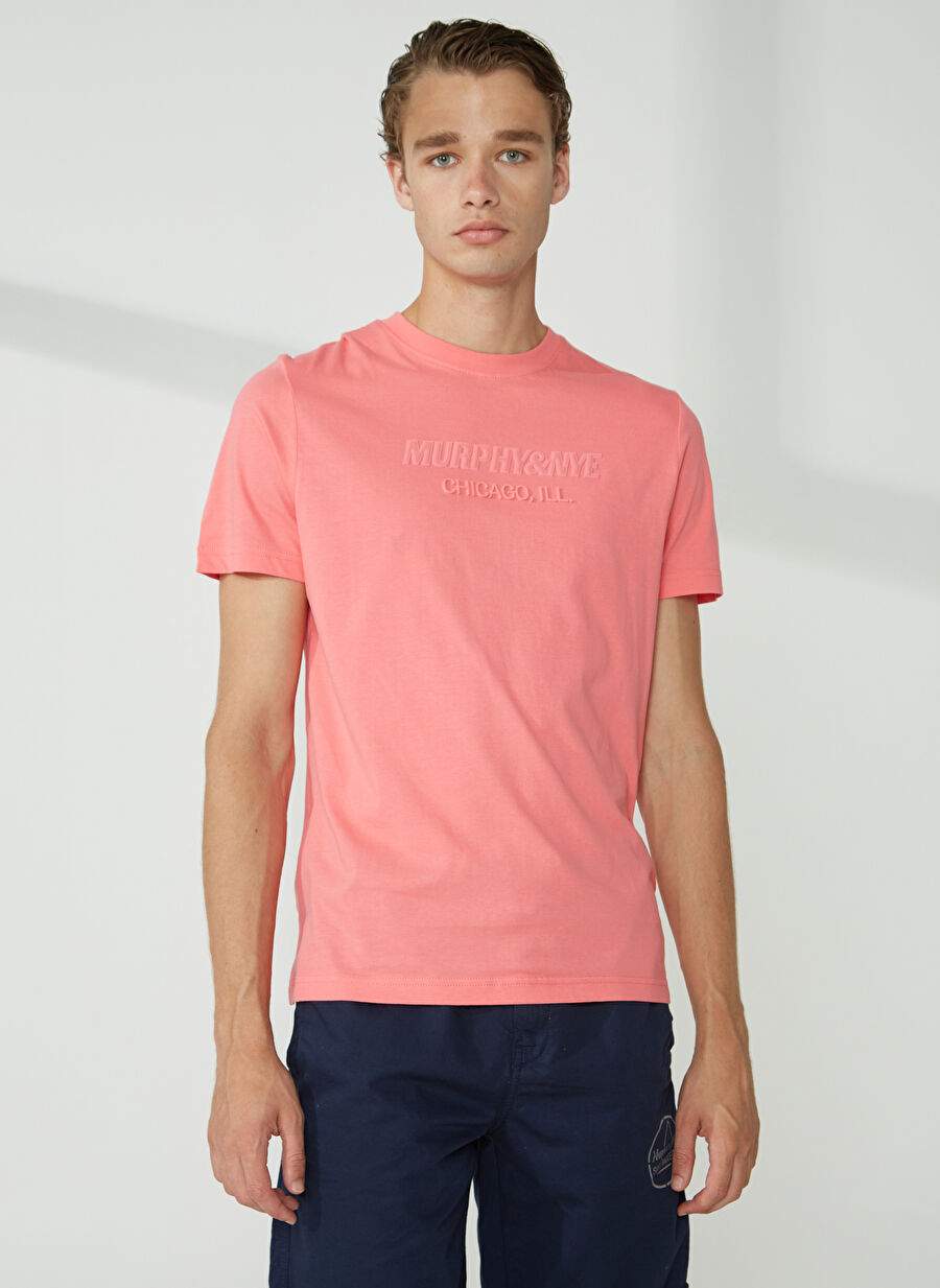 Murphy&Nye Bisiklet Yaka Düz Pembe Erkek T-Shirt EMBOSS T-SHIRT — صورة المنتج 3 من 5