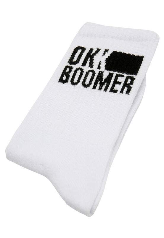 Unisex Vegan White Socks - Ok Boomer Design — Product image 4 of 5