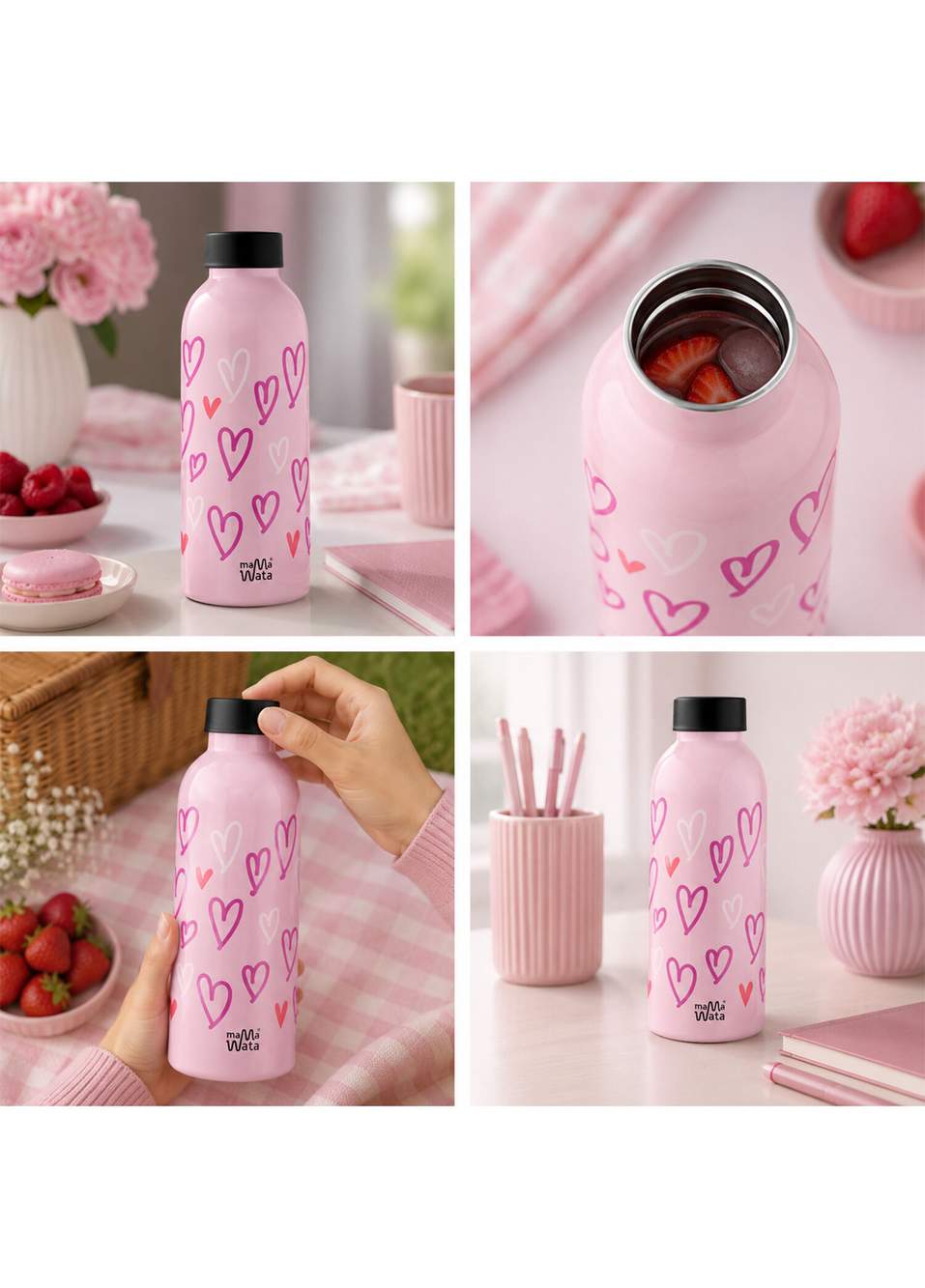Hearts Pink Steel Thermos 470 ml — صورة المنتج 5 من 6