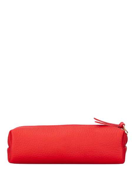 BloomBox Vermilion Red Leather Pencil and Makeup Bag