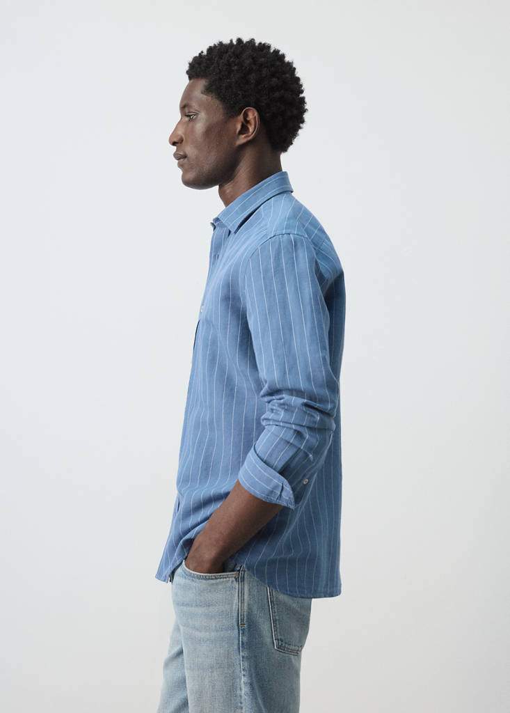 Regular-fit striped cotton-linen shirt — Product image 6 of 26
