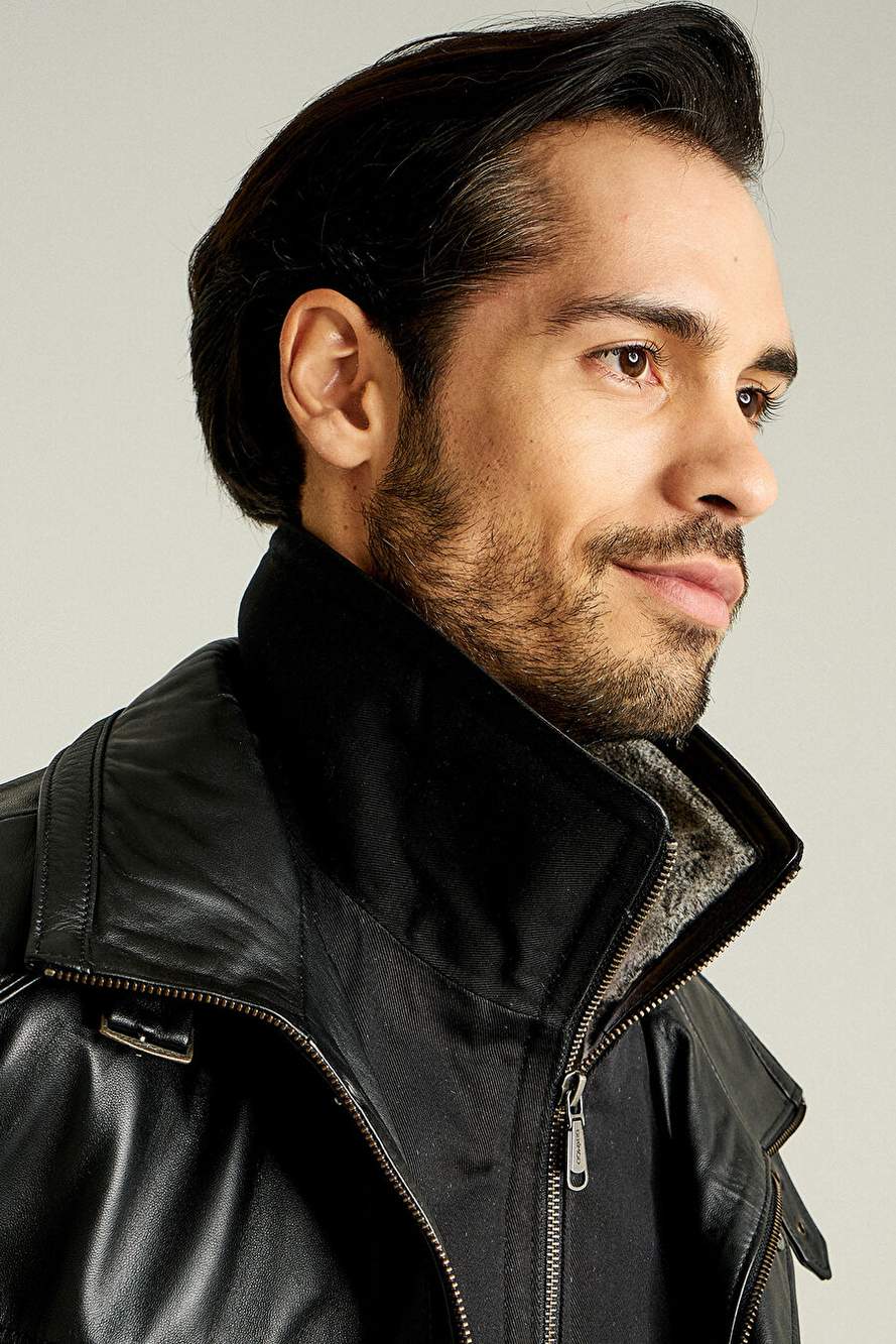 Eduardo Men's Black Cift Collar Kurd Leather Coat 14wge61031m — Product image 5 of 7