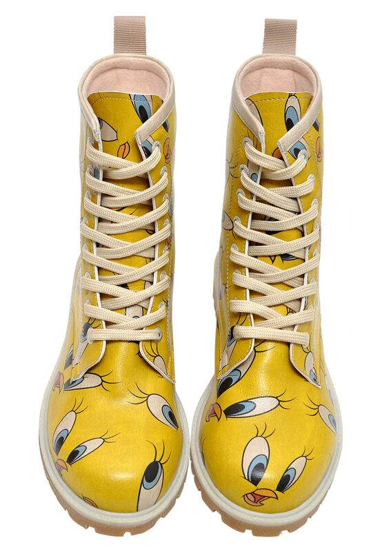 Women Vegan Leather Yellow Long Boots - Warner Bros Tweety in Yellow Design — Product image 3 of 6