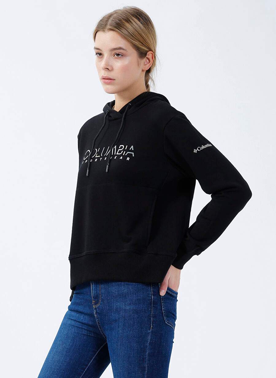 Columbia CS0300 CSC W COLUMBIA STENCIL HOODI Siyah Kadın Kapüşon Yaka Normal Kalıp Baskılı Sweatshirt — صورة المنتج 3 من 5