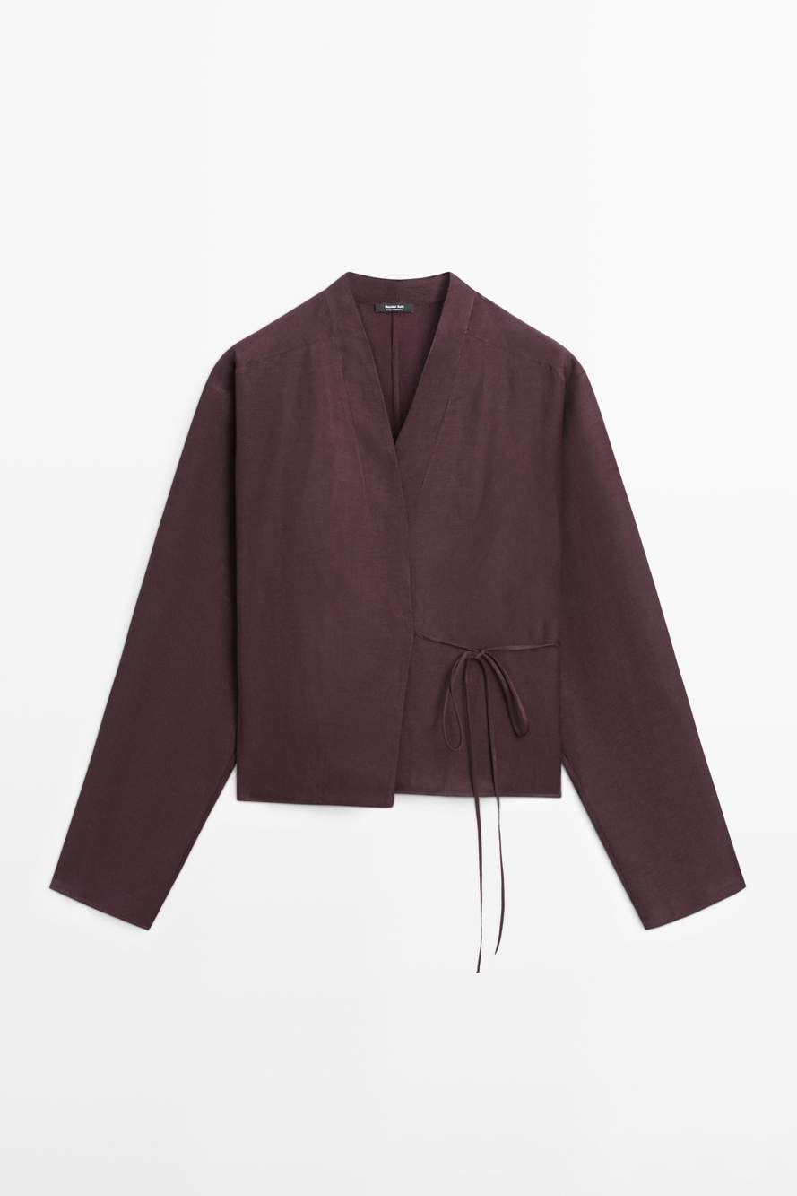 Linen blend shirt with bow detail — Product image 5 of 12