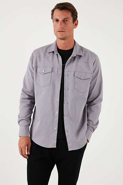 Buratti Pamuklu Regular Fit Çift Cepli Erkek Gömlek CF24W116927