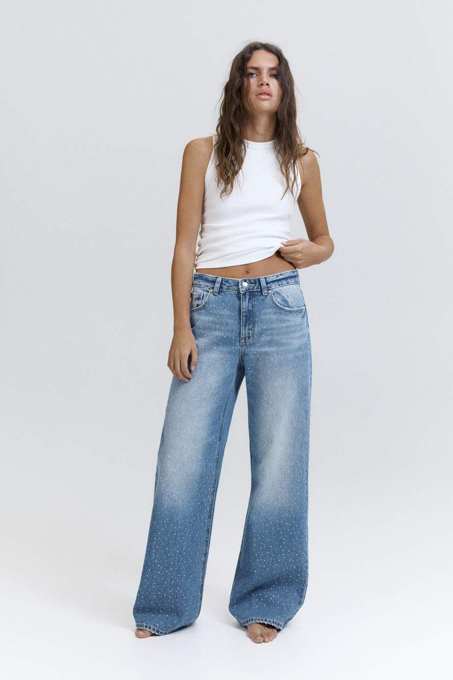 Straight-leg baggy jeans with rhinestones — Product image 17 of 38