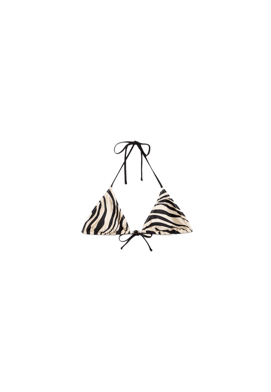 Printed satin triangle bikini top — صورة المنتج 9 من 11