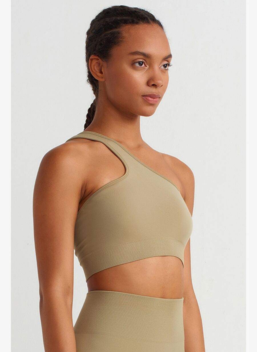 Single Shoulder Back Rope Sports Bra Soil Green — Product image 15 of 30