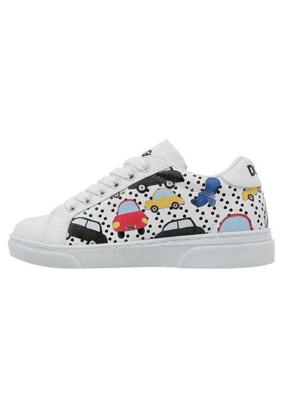 Unisex Kids Vegan Leather White Sneakers - Just Go Somewhere Design — Product image 4 of 8