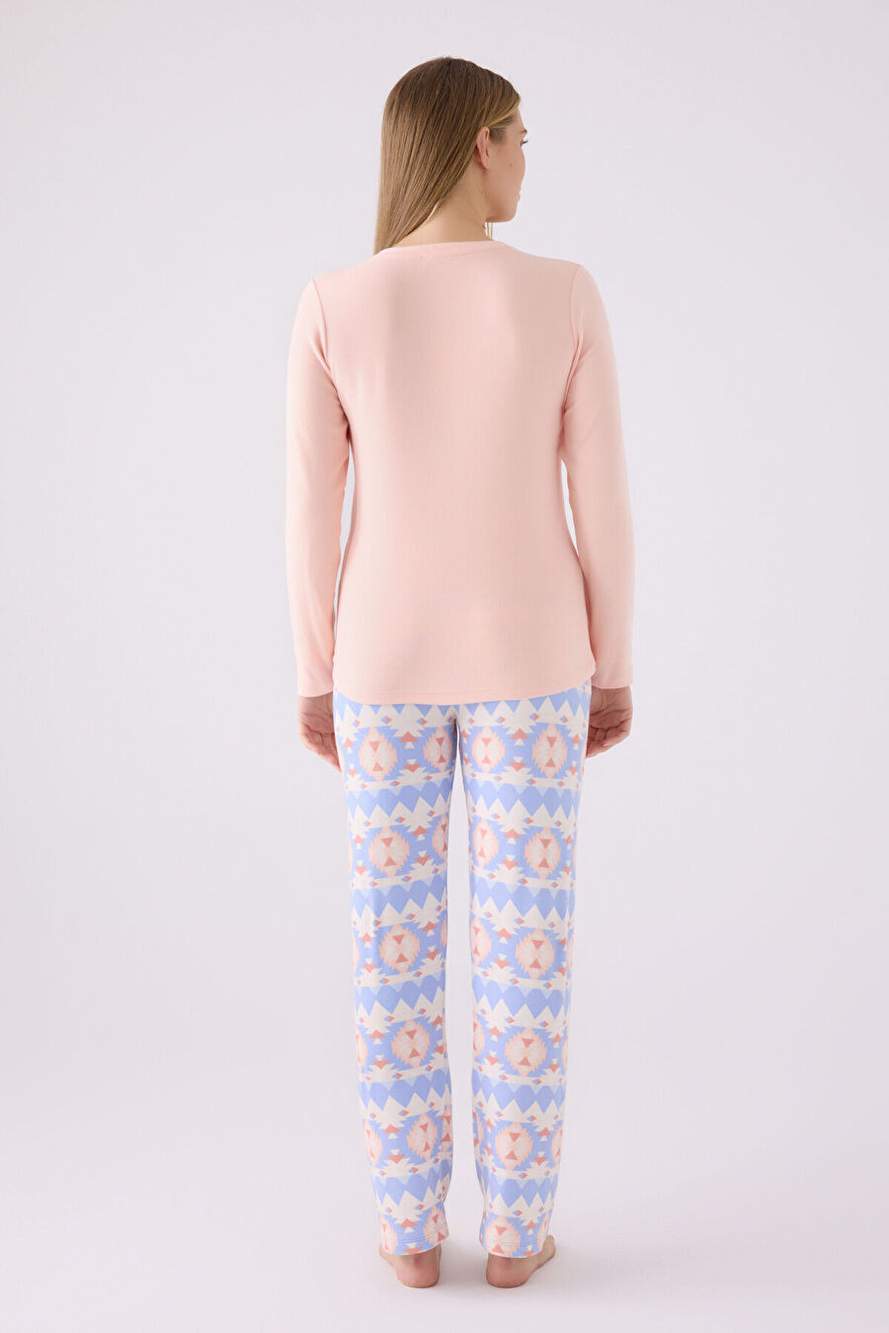 Arnetta Kadın Uzun Kol Pijama Takım AR3098 Somon — Product image 5 of 5