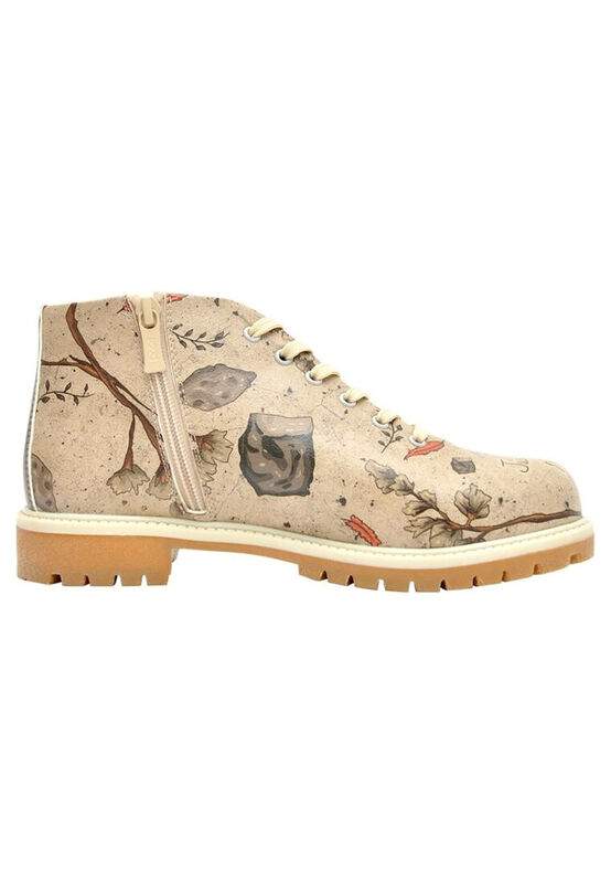 Women Vegan Leather Beige Zipper Ankle Boots - Night Owl Design — Product image 4 of 7