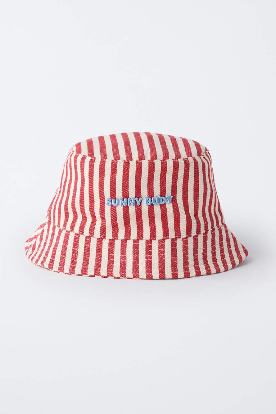 STRIPED BUCKET HAT WITH EMBROIDERED TEXT — Product image 4 of 4