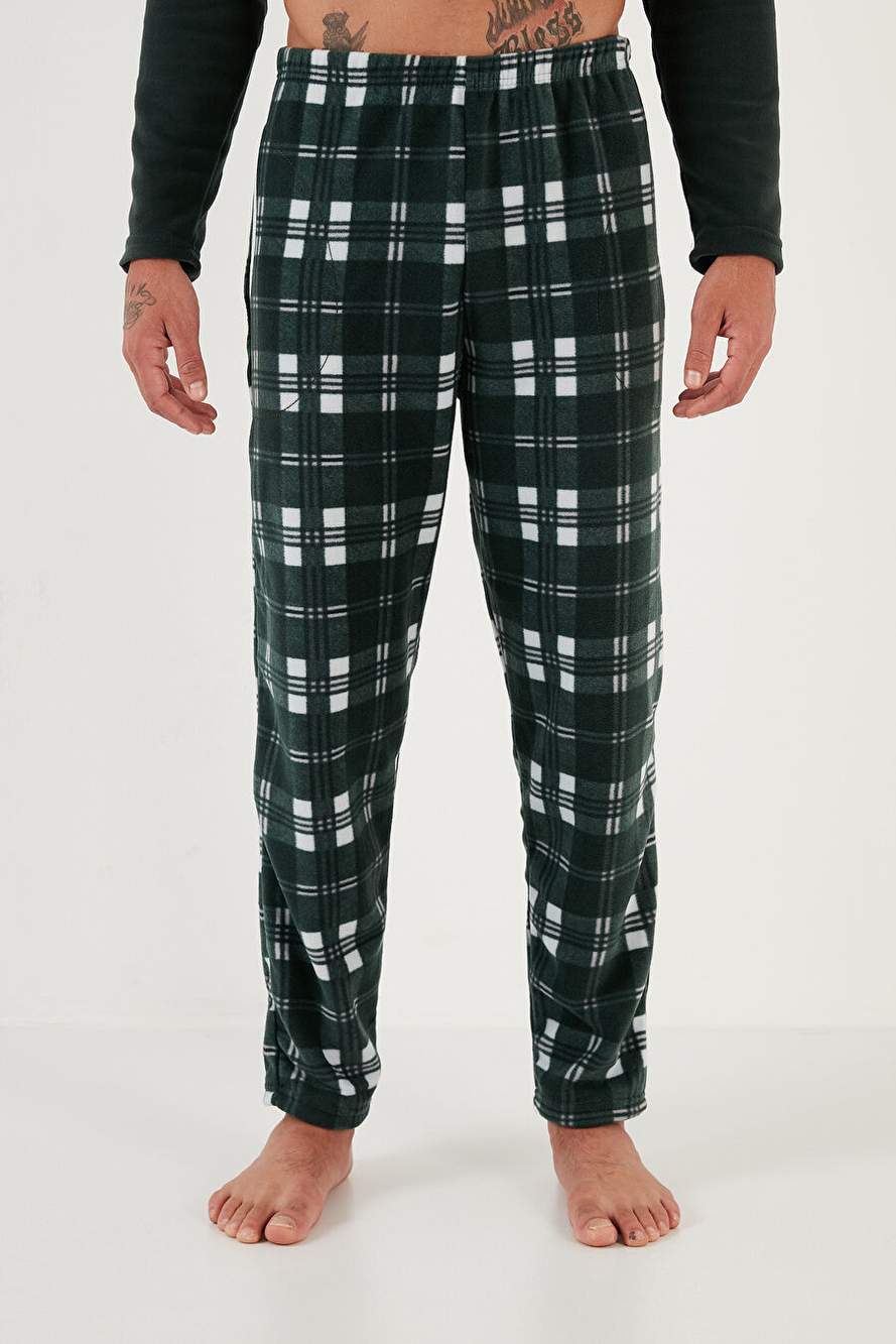 Buratti Ekoseli Regular Fit Düğmeli Bisiklet Yaka Kışlık Polar Pijama Takımı Erkek PİJAMA TAKIMI 609 — صورة المنتج 4 من 6