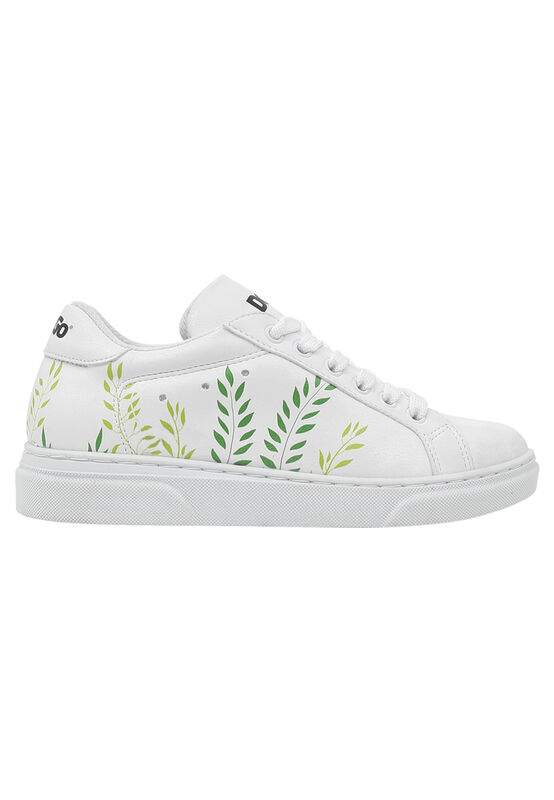 Unisex Kids Vegan Leather White Sneakers - It's Not Easy Being Green Design — Product image 3 of 8