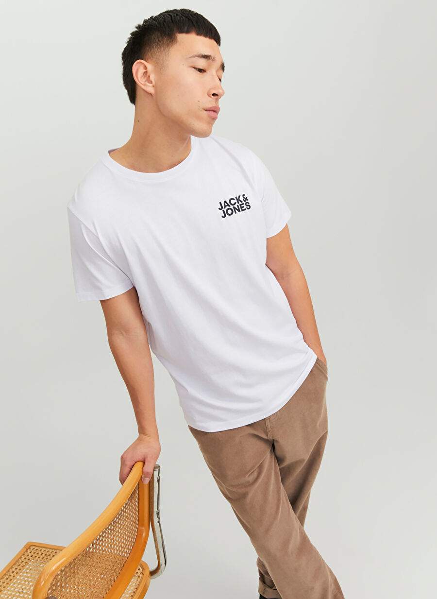 White Men's Cotton T-Shirt 12151955_JJECORP LOGO TEE SS O-NECK — Product image 5 of 7