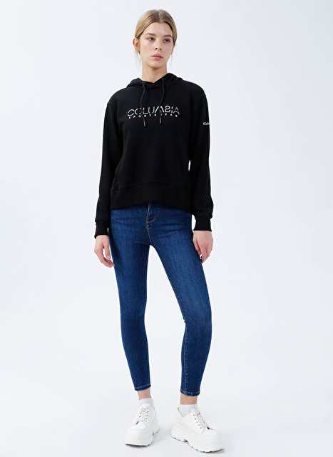 Columbia CS0300 CSC W COLUMBIA STENCIL HOODI Siyah Kadın Kapüşon Yaka Normal Kalıp Baskılı Sweatshirt