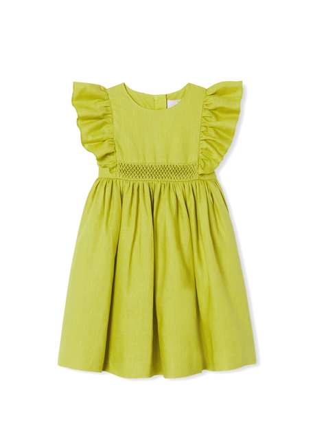 Green Linen Girl Children Dress