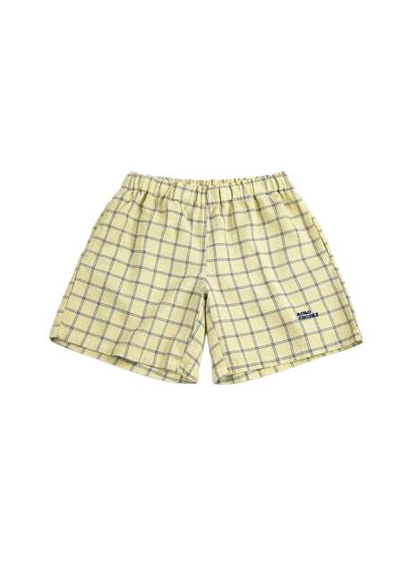 Modern Spicy Check Yellow Elastic Waist Bermuda Shorts for Boys