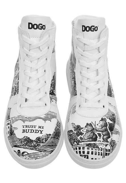 Women Vegan Leather White High Top Sneakers - Trust Me Buddy Design