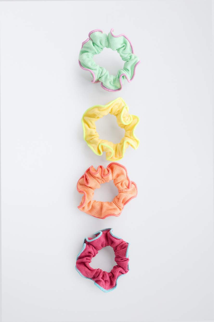 PACK OF FOUR CONTRAST TRIM SCRUNCHIES — صورة المنتج 4 من 4