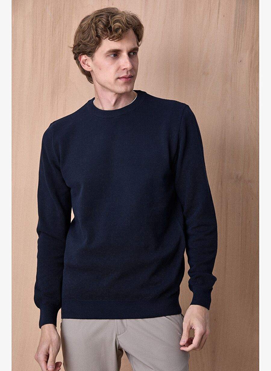Lacivert %100 Pamuk Bisiklet Yaka Kazak — Product image 4 of 6