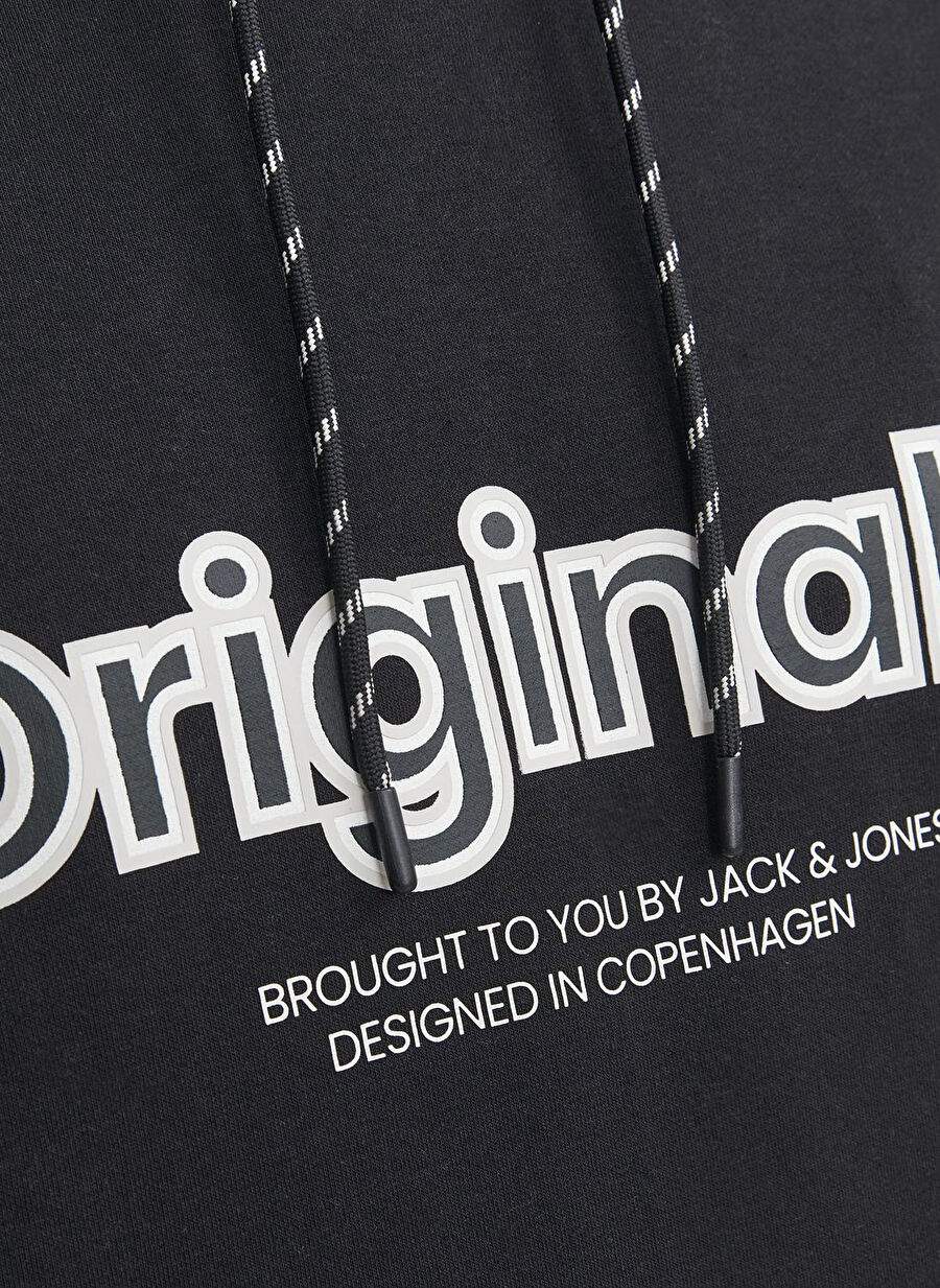 Jack & Jones Kapüşon Yaka Siyah Erkek Sweatshırt 12246802_JORLAKEWOOD SWEAT HOOD BF — صورة المنتج 7 من 8