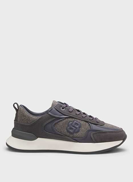 Boss Koyu Gri Kadn Deri Sneaker B Icon Runn Wlsd