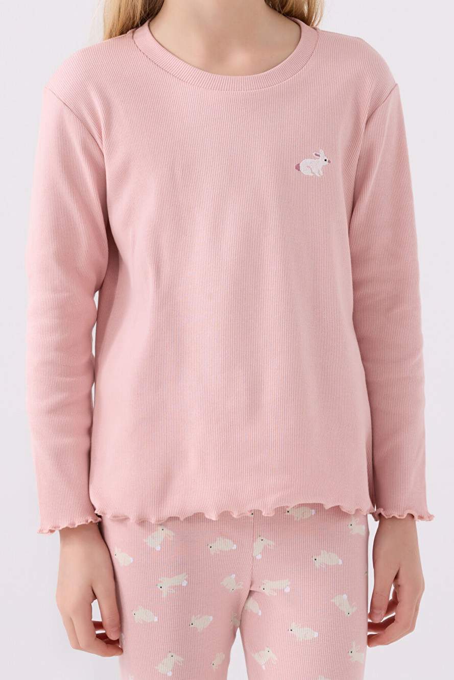 Rolypoly Kız Çocuk Uzun Kol Pijama Takım RP3458 Somon — Product image 4 of 5