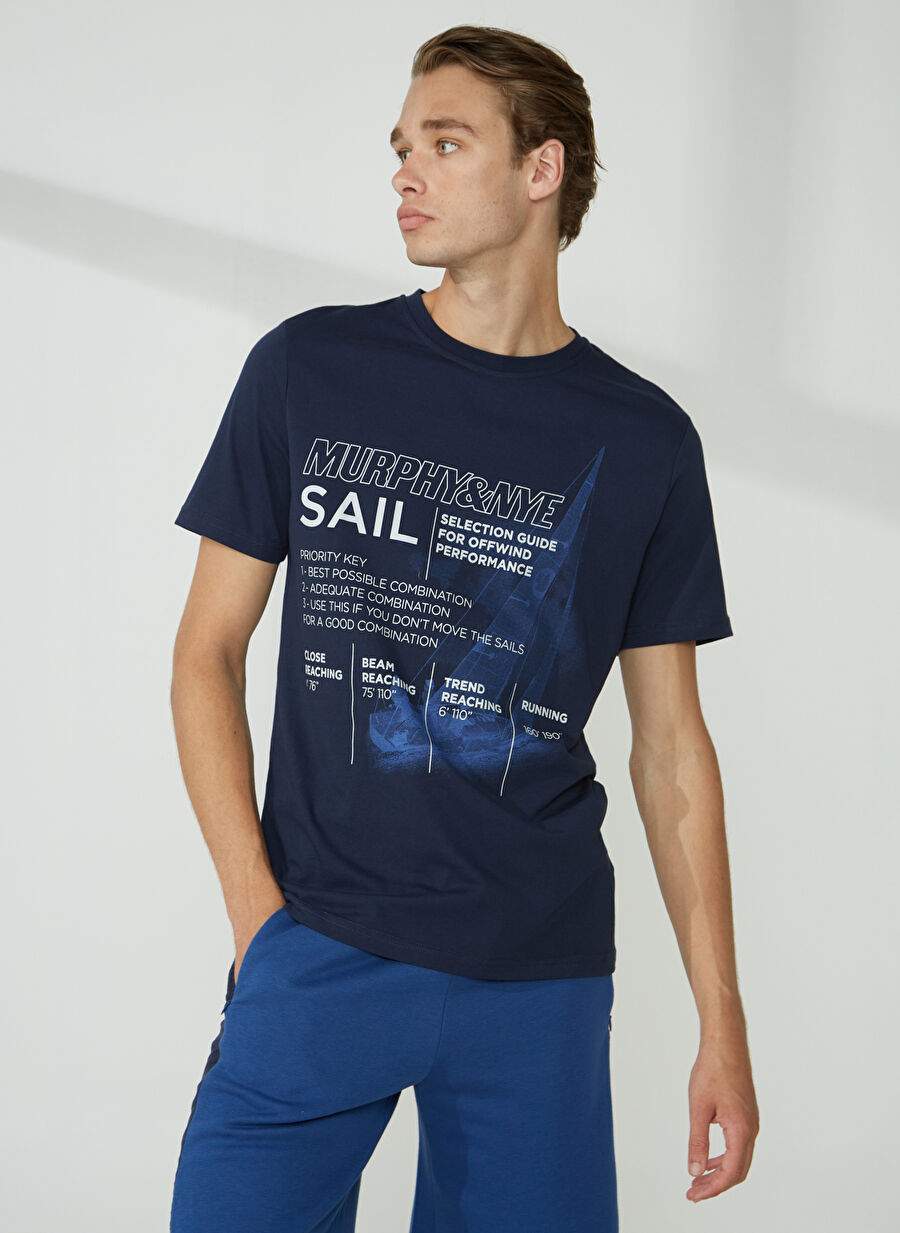 Murphy&Nye Bisiklet Yaka Düz Lacivert Erkek T-Shirt RIG T-SHIRT — صورة المنتج 4 من 6