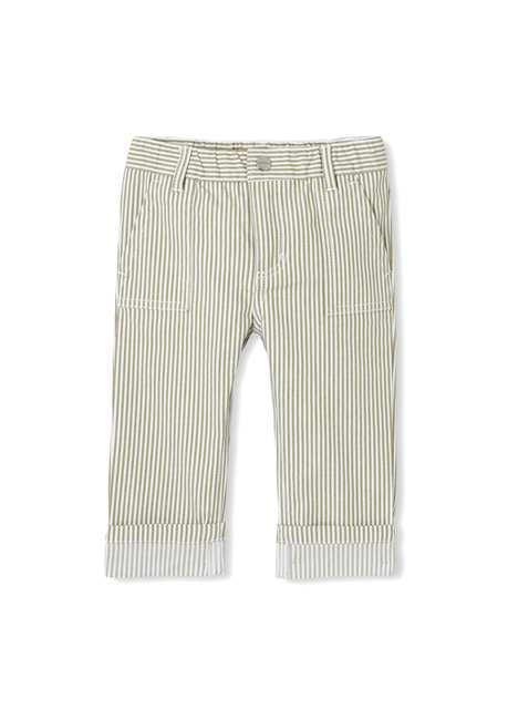 Green Striped Twill Men 's Baby Pants