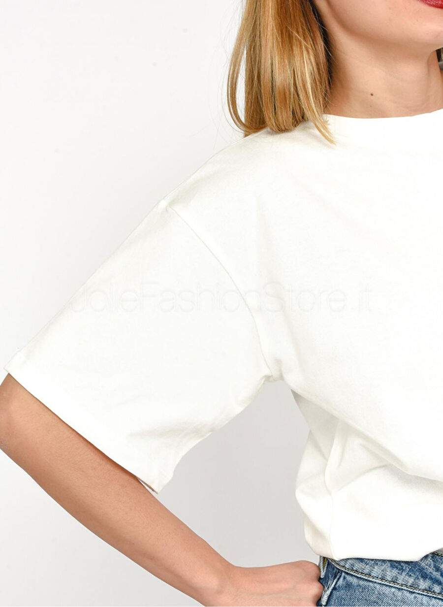 Akep Yuvarlak Yaka Baskl Beyaz Kadn T Shirt Tskd05208 — صورة المنتج 4 من 7