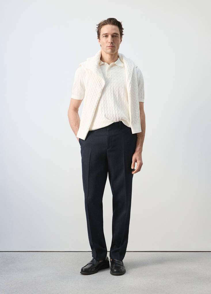 100% cotton braided knitted polo shirt — Product image 10 of 29