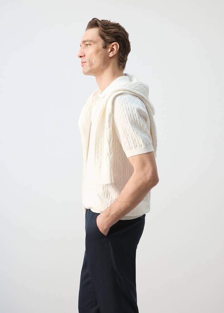 100% cotton braided knitted polo shirt — Product image 19 of 29