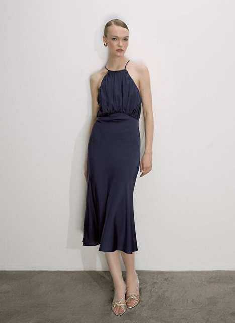 Reese Satin Dress Night Blue