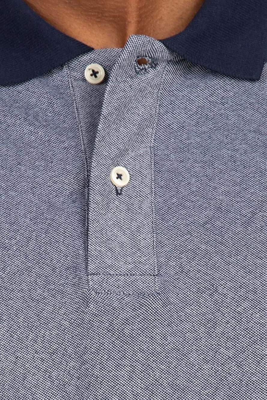 Erkek Slim Fit Dar Kesim %100 Pamuk Düz Pike Lacivert Polo Yaka Tişört — Product image 5 of 5