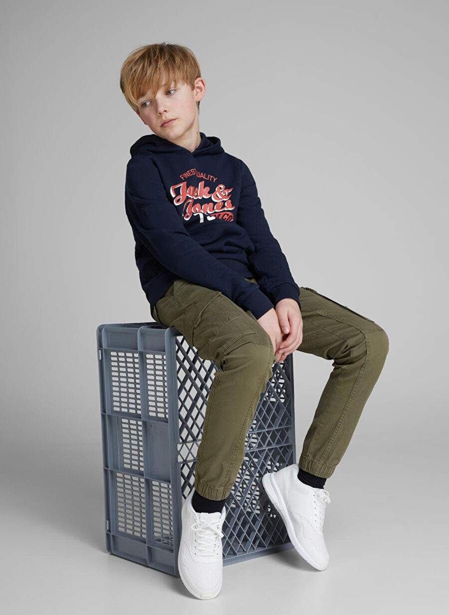 Jack & Jones Yeşil Erkek Çocuk Düz Kargo Pantolon JPSTPAUL JJFLAKE 542 OLIVE NOOS JNR — Product image 3 of 8