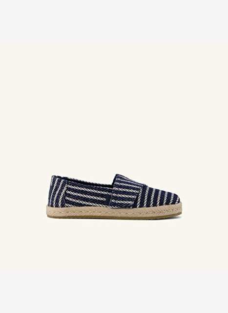 Boy Espadril 10023199 Toms DIANA ALPARGATA ROPE 2.0 Navy Nautical Stripe