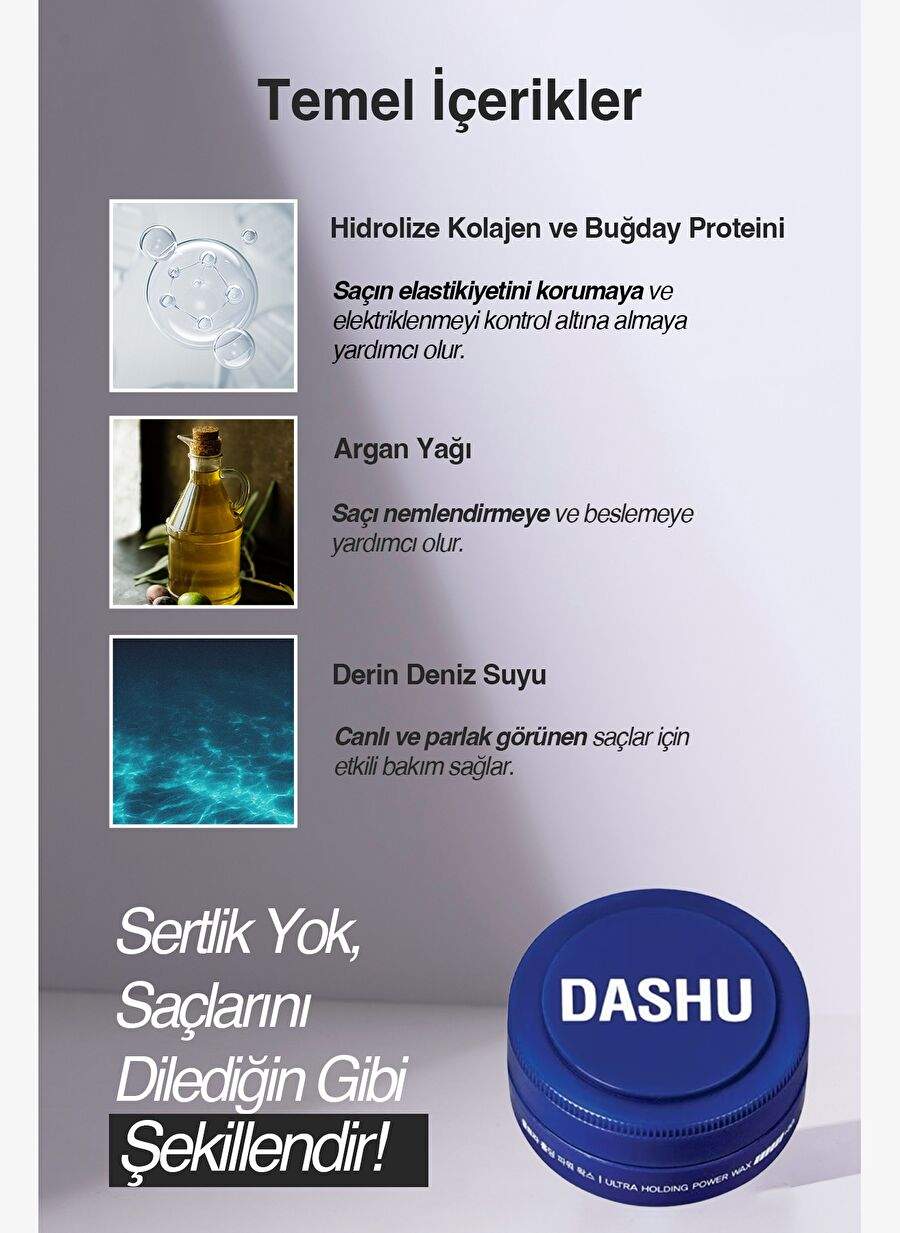 Ultra Strong, Residue and Whiteness-Free, Feeder DASHU For Men Ultra Holding Power Wax 15ml — صورة المنتج 6 من 8