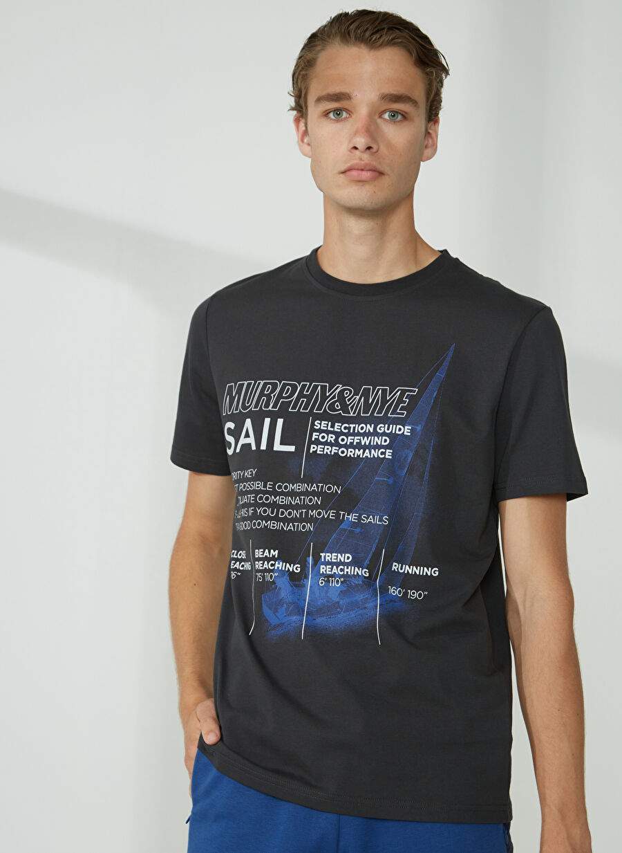 Murphy&Nye Bisiklet Yaka Düz Siyah Erkek T-Shirt RIG T-SHIRT — صورة المنتج 3 من 5