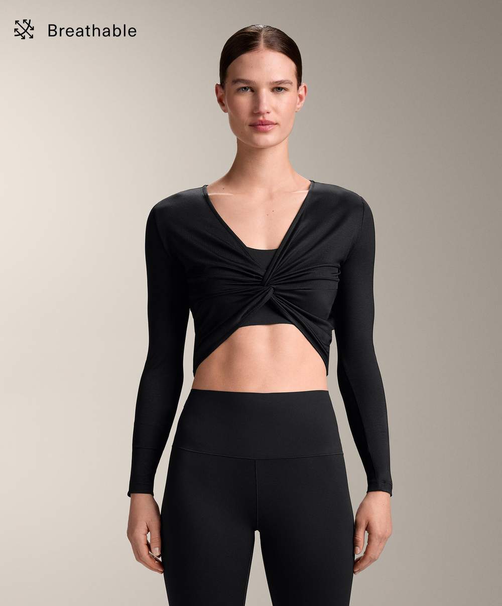 Multi-position long sleeve knotted lyocell blend T-shirt — Product image 8 of 15