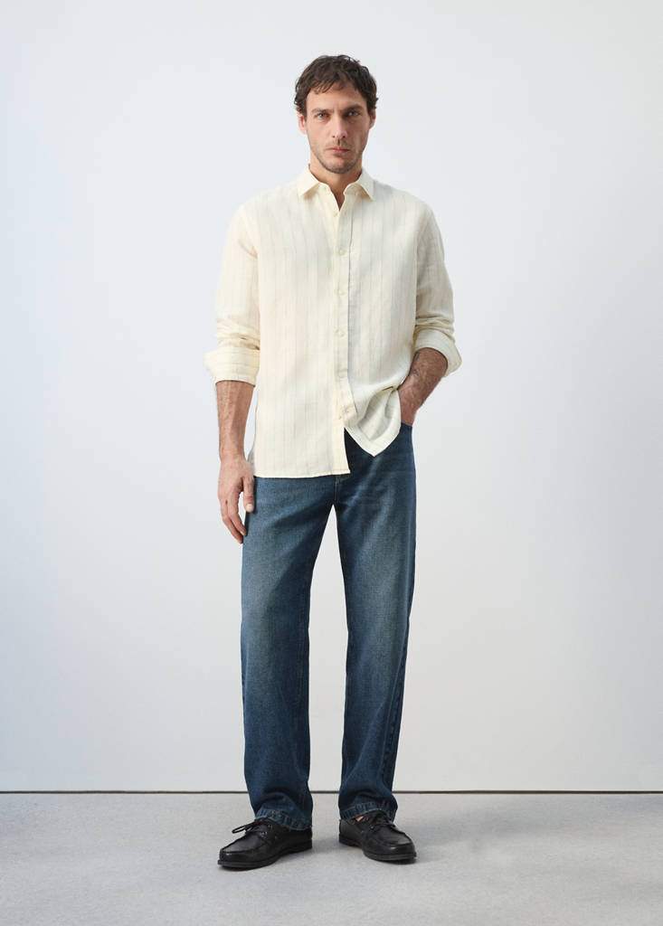 Regular-fit striped cotton-linen shirt — Product image 11 of 26
