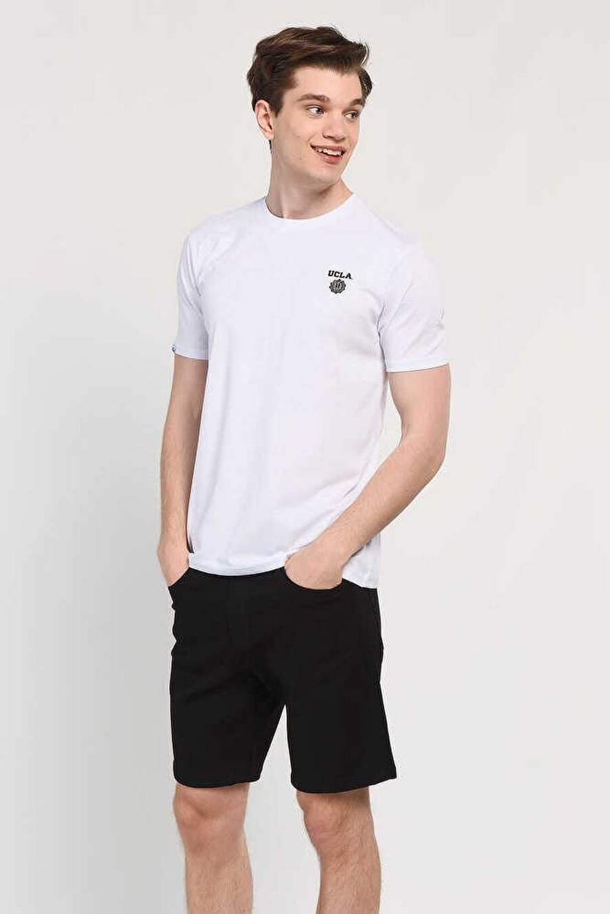 BASS Beyaz Bisiklet Yaka Baskılı Standard Fit Erkek Tshirt — Product image 5 of 5