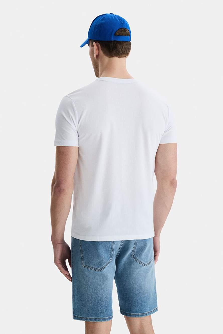 SHERMAN Beyaz Bisiklet Yaka Baskılı Standard Fit Erkek Tshirt — صورة المنتج 4 من 4